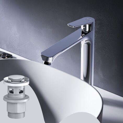 AM.PM Haut Mitiguer Lavabo avec bonde clic clac pour lavabo Robinet Salle Bain Chrome Robinet de Lavabo pour Salle de Bain Mélangeur Lavabo en Laiton (1/5)