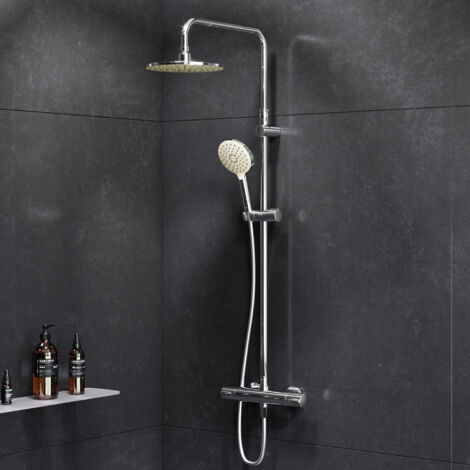 Am.Pm – Colonne de douche thermostatique 38℃ avec mitigeur chrome – Pommeau en acier inoxydable – 3 types de jets – Système anticalcaire (1/5)