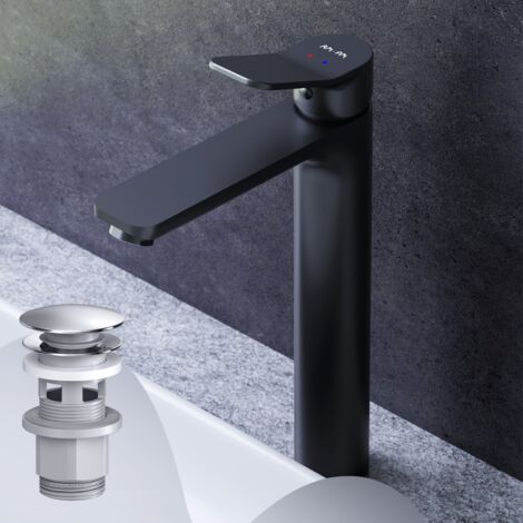 AM.PM Haut Mitiguer Lavabo avec bonde clic clac pour lavabo Robinet Salle Bain Noir Robinet de Lavabo pour Salle de Bain Mélangeur Lavabo en Laiton (1/5)