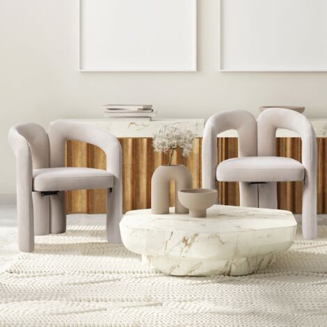 Lot de 2 chaises - velours, chaises de salle à manger avec dossier - Scandinave - Fauteuil de cuisine de salon - Beige