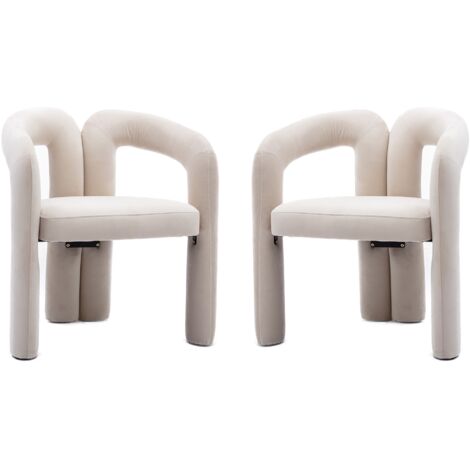 Lot de 2 chaises - velours, chaises de salle à manger avec dossier - Scandinave - Fauteuil de cuisine de salon - Beige