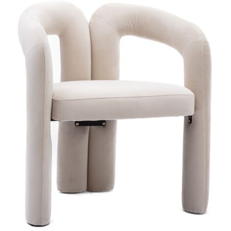 Lot de 2 chaises - velours, chaises de salle à manger avec dossier - Scandinave - Fauteuil de cuisine de salon - Beige