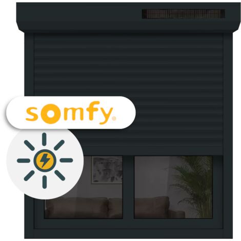 Volet Roulant Solaire Motorisé Somfy Aluminium 120xL120 Anthracite 7016