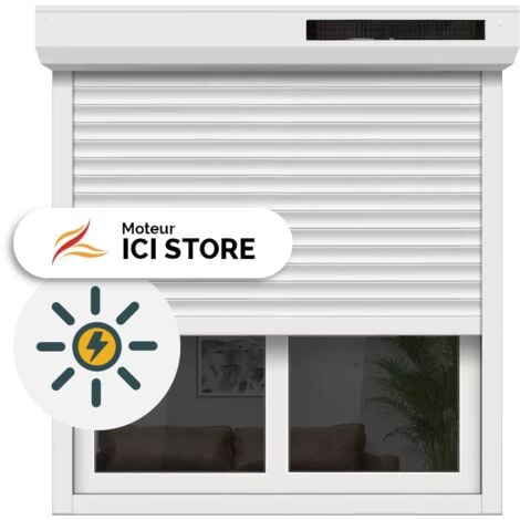 Volet Roulant Solaire Aluminium H130xL120 Blanc 9016