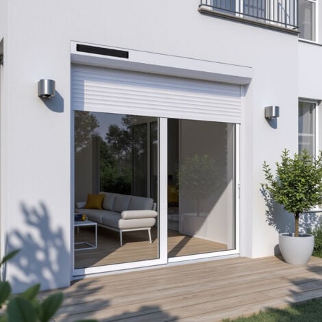 Volet Roulant Solaire Aluminium H130xL120 Blanc 9016