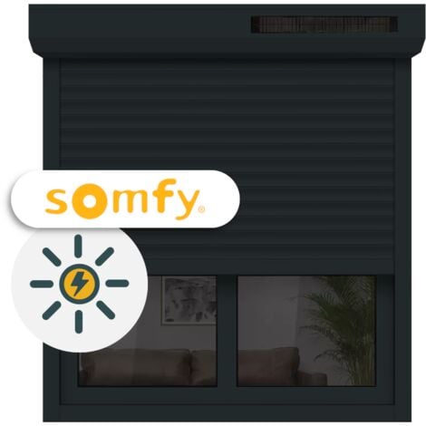 Volet Roulant Solaire Motorisé Somfy Aluminium H110xL100 Anthracite 7016