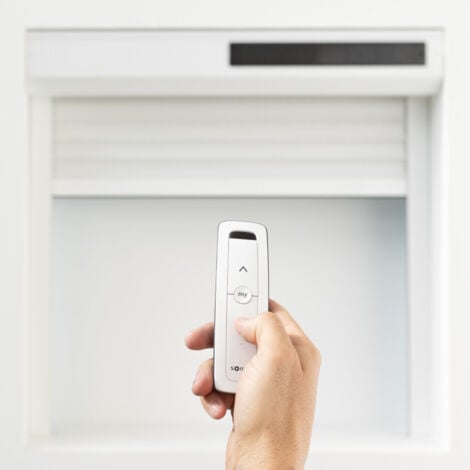 Volet Roulant Solaire Motorisé Somfy Aluminium H170xL150 Blanc 9016