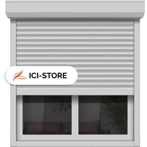 Ici Store – Volet roulant électrique motorisé radio – Aluminium blanc RAL 9016 – Dimensions H110xL100 cm – Isolation renforcée IP44