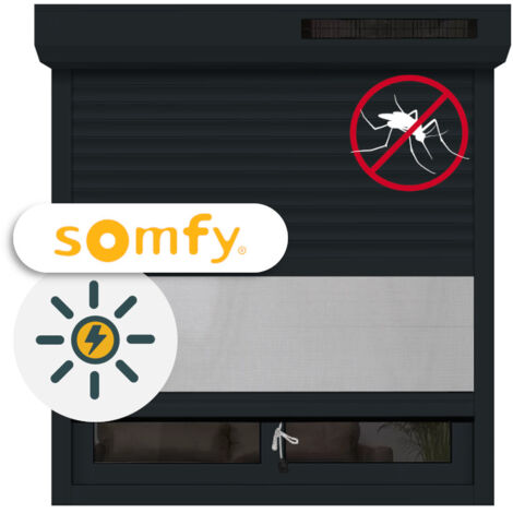 Volet Roulant Moustiquaire Intégrée Solaire alu motorisé Somfy H110xL100 Anthracite 7016