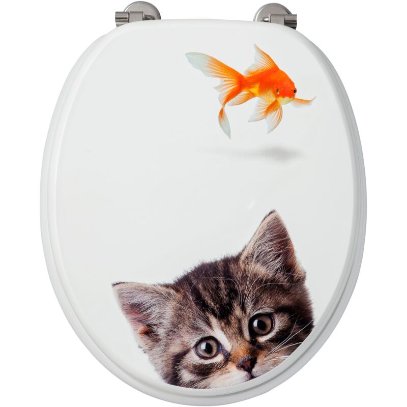 Allibert Abattant WC en MDF d cor POISSON CHAT