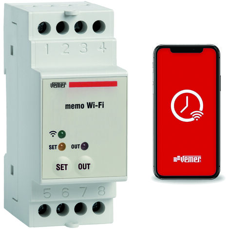 Interrupteur horaire astronomique WiFi VE780700 – Programmation quotidienne/hebdomadaire – Alimentation 230V AC – Montage rail DIN – Vemer (1/2)