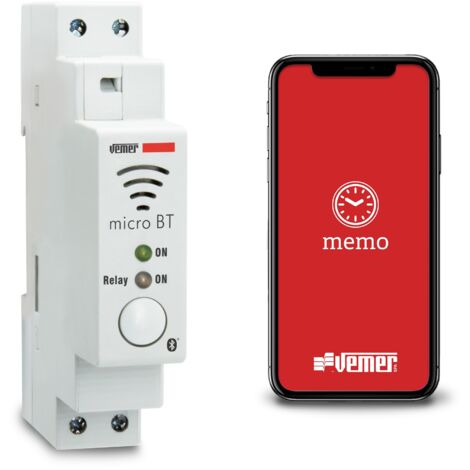 Interrupteur horaire Bluetooth 1 module DIN 16A – Programmation journalière/hebdomadaire – Alimentation 230V AC – VE797200 – Vemer