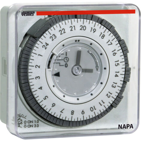 Interrupteur Horaire Électromécanique Journalier pour Montage sur Panneau Vemer VP886600 Napa-RD
