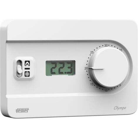 Thermostat d'ambiance pour Chaudière Affichage LCD Alimentation 230V Blanc Vemer VE757900 Olympo