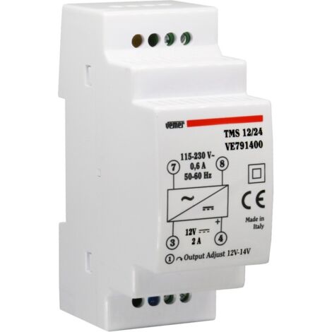 Alimentation à Découpage Stabilisée pour Rail DIN Entrée 230V Sortie 12V DC Puissance 24W Vemer VE791400 TMS 12/24