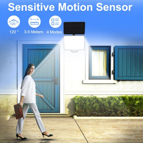 TOPIKY Lampes Solaires Exterieures Jardin 294 Led avec Détecteur De Mouvement, Lampe Solaire Exterieur Avec Batterie Étanche Ip65 De 1800 Mah, Quatre Modes D'Éclairage, Spot Solaire Exterieur