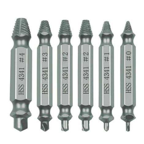 6 pièces Kit extracteur de vis, extracteur de goujon, Endommagé vis Extracteurs pour Retirer Facilement de Goujon Abimées et Boulon Endommagées (Argent)