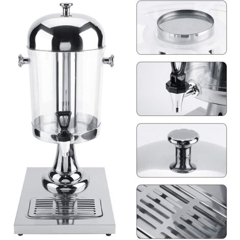 Distributeur Boissons Isotherme 8 Litres Acier Inox 304 - Noir - Thé Café Lait Chaud Froid