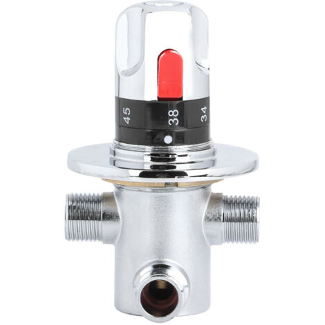 Vanne Mélangeur G1/2 Eau Chaude Froide Mitigeur Thermostatique en Laiton Valve de Mélange Température Fixe pour Lavabo Cuisine Salle de Bain Toilette