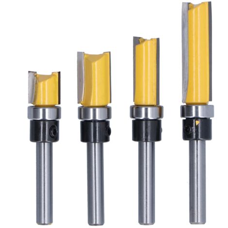 Nannigr 4 PCS 1/4" Routeur de Fraise à Bois Fraise a Copier (4 tailles) en Acier Allié de Haute Aualité la Lame 11.9 mm, 20 mm, 25 mm, 38 mm pour le Bois Massif, le Panneau de Particules, le MDF