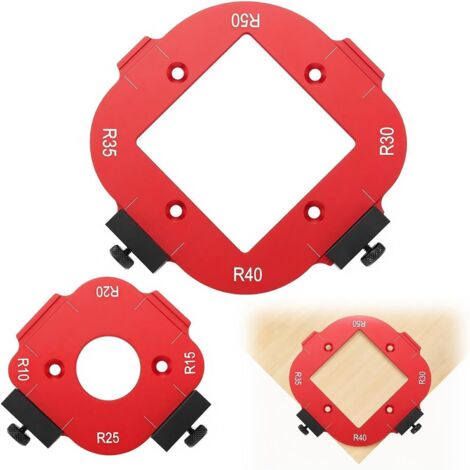 2 Pièces Gabarit Défonceuse a Bois, Plan de Travail et Positionnement d'Angle Arc 4 en 1, pour Défonceuse R10 R15 R20 R25 R30 R35 R40 R50