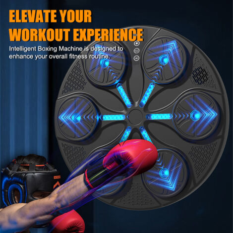 Machine De Boxe Musicale Adulte Bluetooth – 9 Vitesses, LEDs, Gants Inclus, Murale Sans Perçage, Entraînement Fun à La Maison