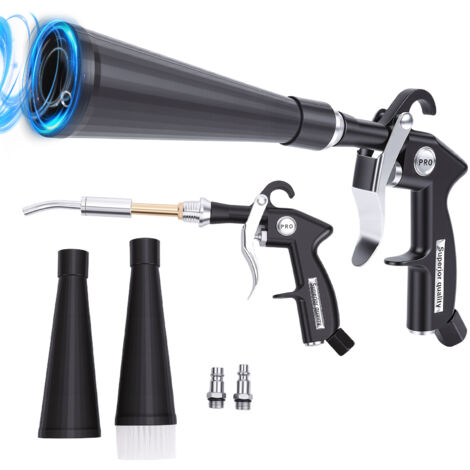 Pistolet de nettoyage à sec, pistolet à air comprimé haute pression, pistolet de nettoyage auto, pistolet à air comprimé avec embout, pistolet à air comprimé pour voiture avec 2 embouts