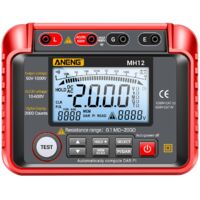 Tonysa – Mégohmmètre numérique 0,1 MΩ à 20 GΩ – Tension 50V à 1000V – Écran LCD rétro-éclairé – Résistance d'isolement pour équipements électriques