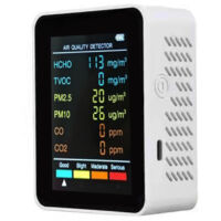 TONYSA Moniteur de qualité de l'air intérieur 6 en 1, testeur de CO2, Moniteur de dioxyde de Carbone PM2,5, testeur de CO2 PM10, TVOC, HCHO, et CO pour la Maison