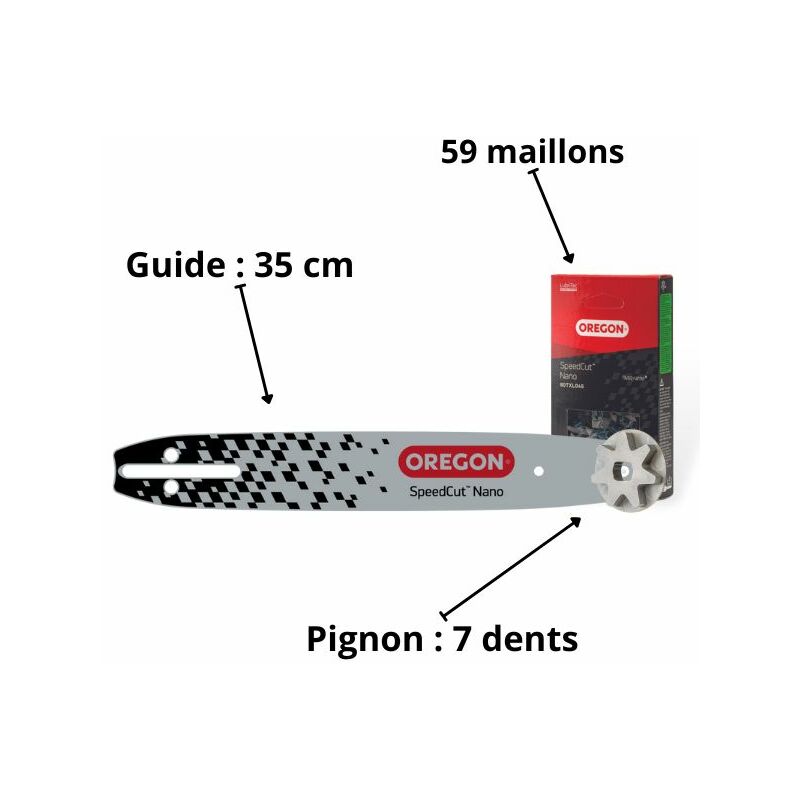 Kit guide, chaîne et pignon tronçonneuse Husqvarna / SpeedCut Nano ...