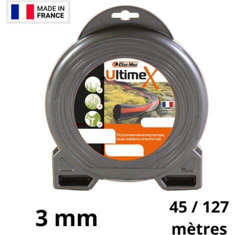 Oleo Mac – Fil débroussailleuse hélicoïdal 3 mm – Longueur 45 mètres – Pour terrains accidentés et végétations denses – Copolymères anti-abrasion