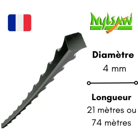 Fil débroussailleuse Nylsaw 4 mm 21 mètres – Nylon haute qualité – Coupe nette pour broussailles épaisses – Compatible avec débroussailleuses