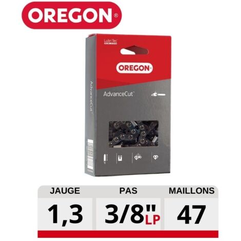 Oregon – Chaine tronçonneuse 91PX047E 3/8"LP 050 47 dents – Technologie LubriTec pour coupe nette – Compatible tronçonneuses jusqu'à 42cc