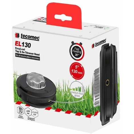 Tête de débroussailleuse Tap-N-Go 130mm – 2 fils de 4m diamètre 2,7mm – Mécanisme de réapprovisionnement rapide – Compatible débroussailleuses – Tecomec - EL130