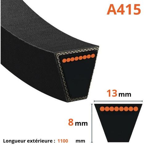 Courroie pour moteur thermique – Longueur 1100 mm – Largeur 13 mm – Type trapézoidale lisse – A415 – Mitsuboshi