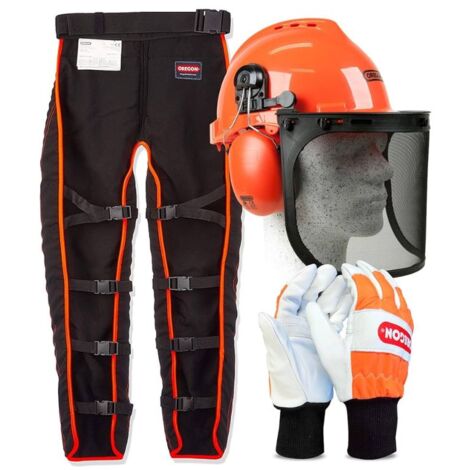 Kit de sécurité pour tronçonneuse Oregon 574742A - Casque - Visière - Gants - Jambières