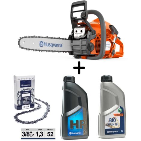 Husqvarna – Tronçonneuse thermique 38 cm3 1.5 kW – Longueur de guide 35 cm – Technologie X-Torq pour faible consommation – Démarrage facile