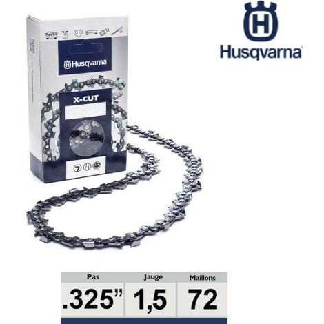 Husqvarna – Chaîne tronçonneuse 325 058 72 dents – Longueur 45 cm pour bois dur – Maillons anti-rebonds – 585639572