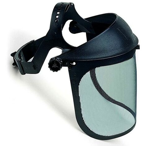 Visière de protection grillagée pour débroussaillage – Accessoire débroussailleuse avec molette de réglage – Usage professionnel