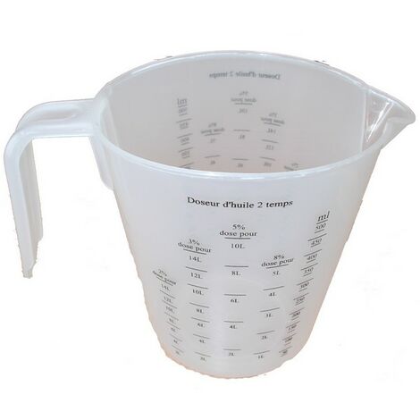 Doseur d'huile gradué 500 mL pour mélange 2 temps – Mesure précise pour tronçonneuses et débroussailleuses – Proportions 2% à 8%