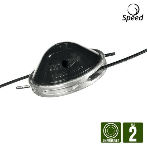 Tête de débroussailleuse à fil universelle – Chargement rapide sans outils – Compatible tous modèles – 2 fils – 8 brins de fil inclus – Speed (1/5)