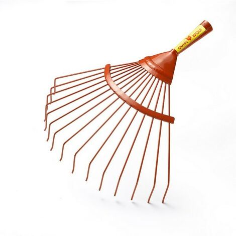 Wolf – Balai ramasse feuilles en éventail 15 dents rondes – Largeur 42 cm – Angle d'attaque optimal – Peinture anti-corrosion (1/4)