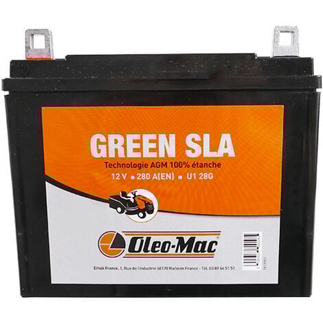 Batterie tracteur tondeuse 12V 28Ah / CCA: 300A + gauche