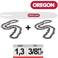 Pack 1 guide + 2 chaînes tronçonneuse Oregon 3/8LP 050 SDEA041 | 35cm