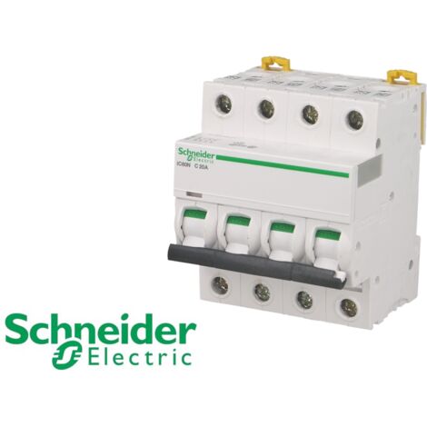 Interruttore Magnetotermico Schneider A9 F04420 IC60N - 4 Poli, 20A, Curva C, Per Protezione Circuiti