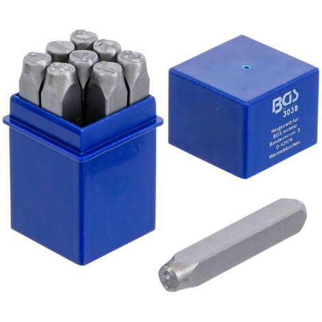 Set 9 Punzoni numeri per marcatura BGS - Cifre 8 mm