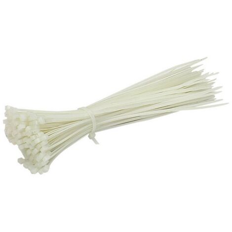 Fascette stringicavo Bianco 300 x 4.8 mm - 100 Fascette di cablaggio in plastica