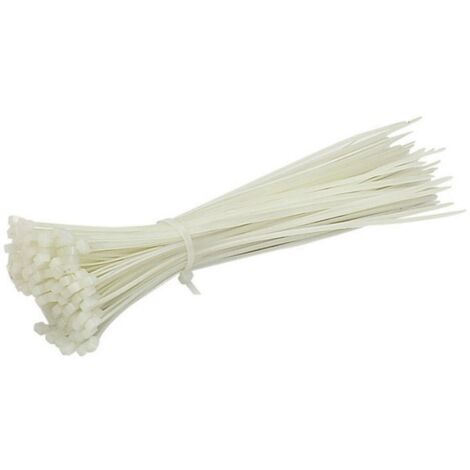 Fascette stringicavo Bianco 195 x 4.8 mm - 100 Fascette di cablaggio in plastica