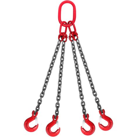 Élingue en chaîne 4 brins – Acier au manganèse G80 – Capacité de charge 6,4T – Longueur 1,45m – Crochet robuste pour levage industriel - 8mmx1
