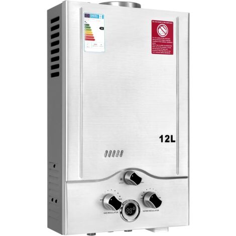 Chauffe-eau gaz instantané 24 kW – Débit 12 LPM – Pression d'eau faible 0,2 bar – Fonctionne au propane et butane – Installation murale - 12LPM